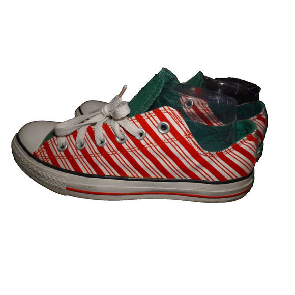 Converse All Star Candy Cane Stripe Low Top Shoes Red Green Unisex Men 7 Women 9 - Picture 1 of 13